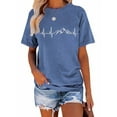 thumbnail image 1 of XCHQRTI Mountain Heartbeat Tshirt Graphic Tees Women Ladies Tee Shirts Short Sleeve, 1 of 9