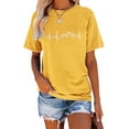 thumbnail image 1 of XCHQRTI Mountain Heartbeat Tshirt Graphic Tees Women Ladies Tee Shirts Short Sleeve, 1 of 9