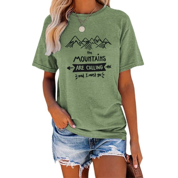 XCHQRTI Mountain Heartbeat Tshirt Graphic Tees Women Ladies Tee Shirts Short Sleeve