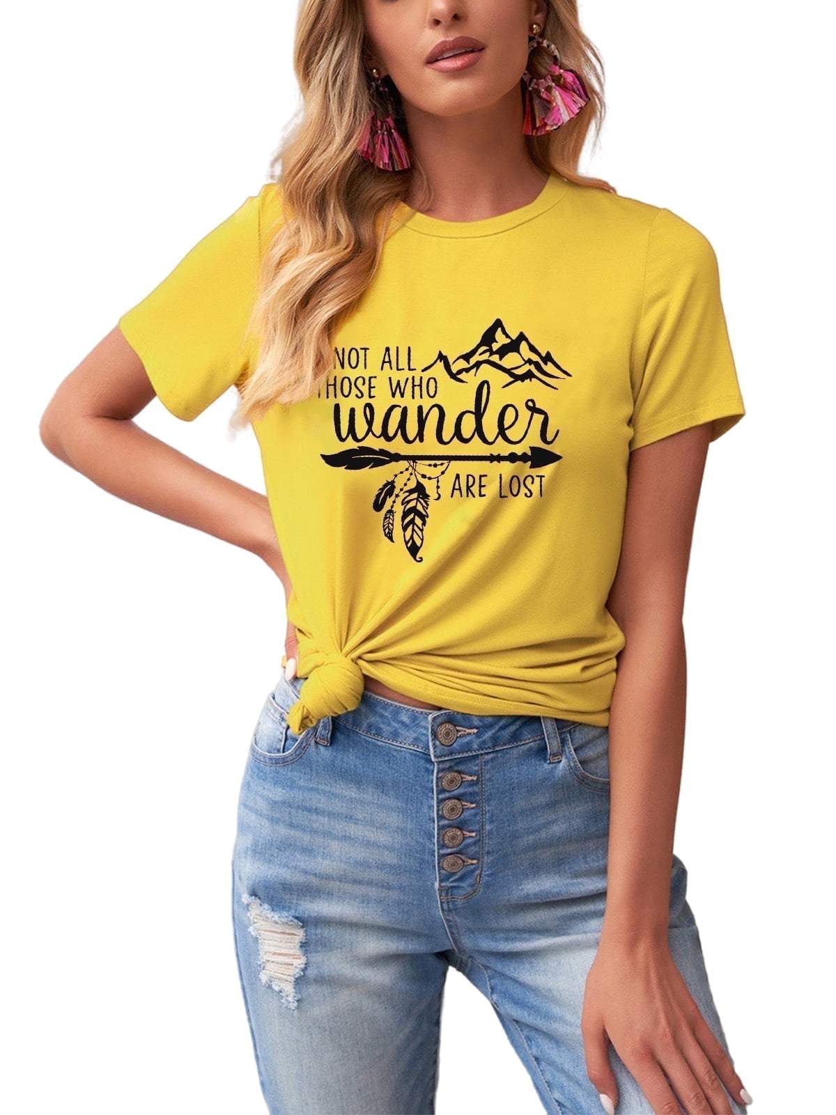 yellow t shirt women's walmart