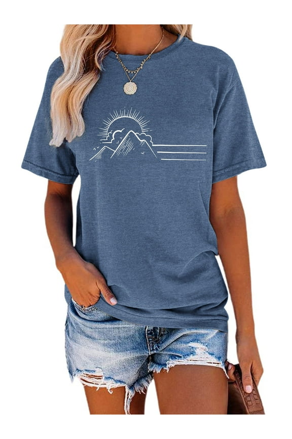 Mountain Heartbeat Tshirt Graphic Tees Women Ladies Tee Shirts Short Sleeve