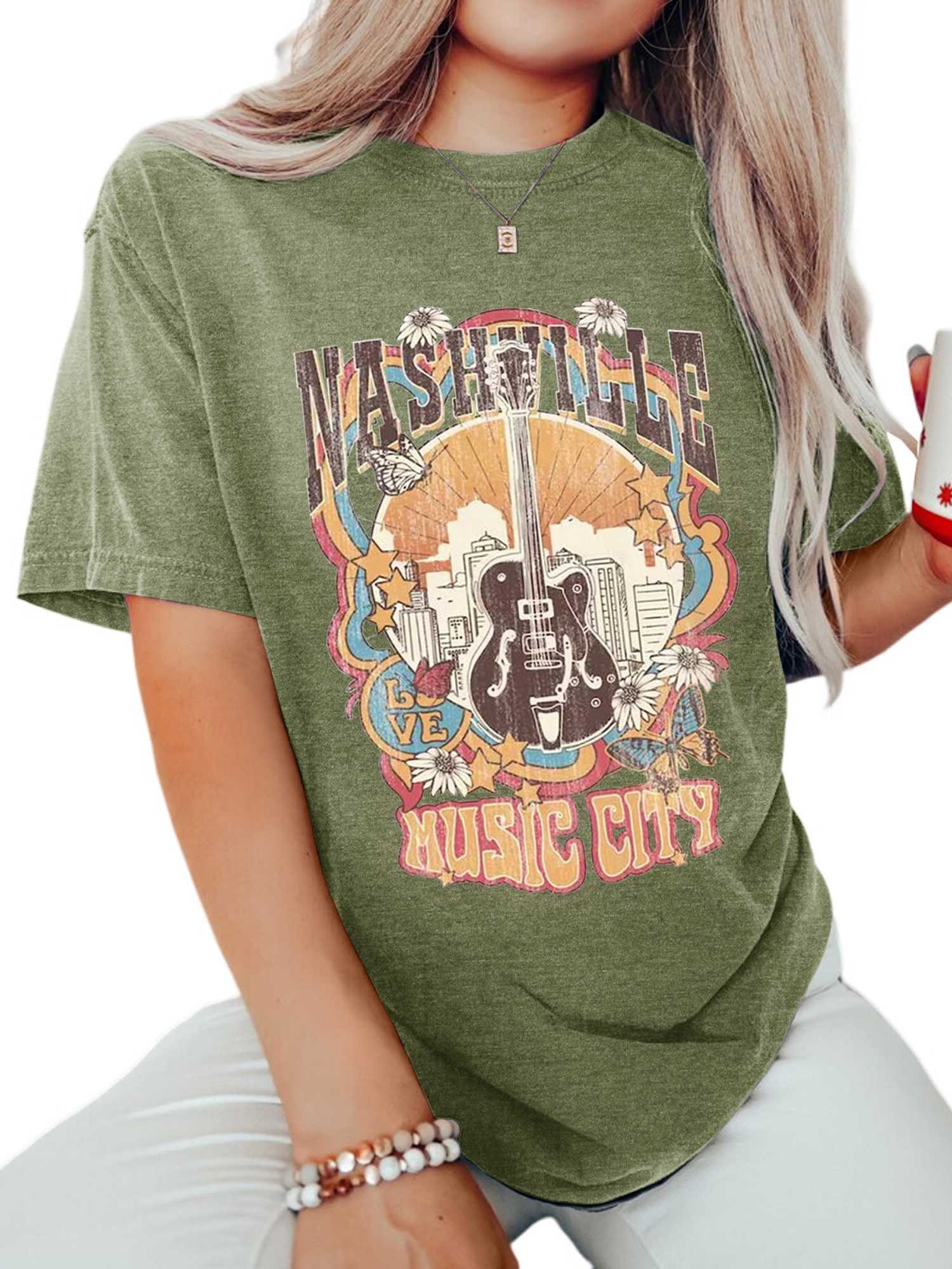 XCHQRTI Nashville Shirt Women Nashville Music Tee Shirt Tennessee