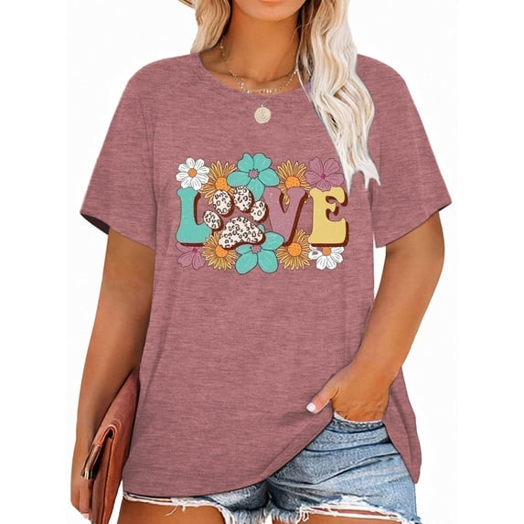 XCHQRTI Plus Size Daisy Women Tshirt Graphic Oversized Tees Short Sleeve Casual Tee