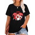 thumbnail image 1 of Anbech Plus Size Women Shirt Love Heart Crewneck Tshirt Short Sleeve Oversized Graphic Sweet Top, 1 of 2