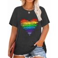 thumbnail image 1 of Anbech Plus Size Women Shirt Love Heart Crewneck Tshirt Short Sleeve Oversized Graphic Sweet Top, 1 of 2