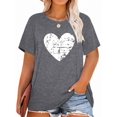 thumbnail image 1 of Anbech Plus Size Women Shirt Love Heart Crewneck Tshirt Short Sleeve Oversized Graphic Sweet Top, 1 of 2