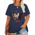 thumbnail image 1 of Anbech Plus Size Women Shirt Love Heart Crewneck Tshirt Short Sleeve Oversized Graphic Sweet Top, 1 of 2
