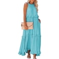 thumbnail image 1 of XCHQRTI Ruffled Pleated Women Dress 2024 Sleeveless Sundress Long Flowy Boho Beach Party Dresses, 1 of 7