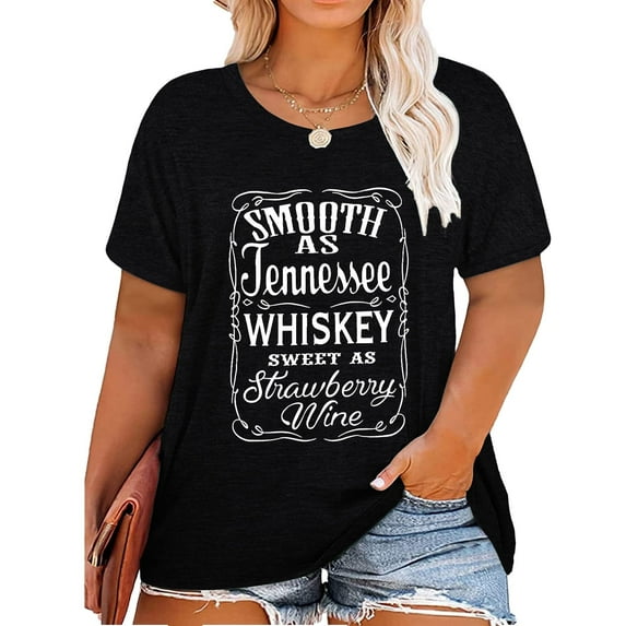 XCHQRTI Smooth as Tennessee Whiskey Sweet As Strawberry Wine Shirt Women Plus Size Tshirts Top