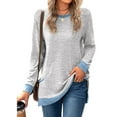 thumbnail image 1 of XCHQRTI Splicing Color Women Blouse Shirt Fall Tops Trendy Shirt Long Sleeve Casual Work Tops with Splicing Design, 1 of 5