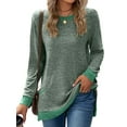 thumbnail image 1 of XCHQRTI Splicing Color Women Blouse Shirt Fall Tops Trendy Shirt Long Sleeve Casual Work Tops with Splicing Design, 1 of 5