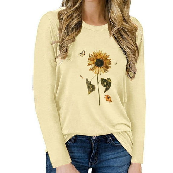 XCHQRTI Sunflower Shirts for Women Graphic Short Sleeve Tshirts Casual Summer Tee