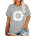 thumbnail image 1 of XCHQRTI Sunflower Shirts for Womens Plus Size Short Sleeves T-Shirt Graphic Oversized Flower Tops, 1 of 10