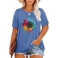 thumbnail image 1 of XCHQRTI Sunflower Shirts for Womens Plus Size Short Sleeves T-Shirt Graphic Oversized Flower Tops, 1 of 7