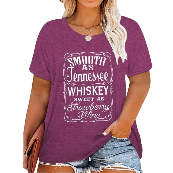 XCHQRTI Smooth as Tennessee Whiskey Sweet As Strawberry Wine Shirt Women Plus Size Tshirts Top