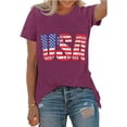 thumbnail image 1 of XCHQRTI USA Flag Shirt Women 4th of July Tee Graphic Short Sleeve Casual Memorial Day T-Shirts, 1 of 7