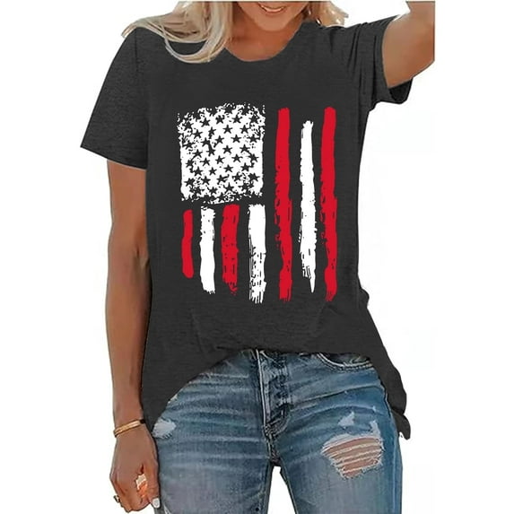 XCHQRTI Vintage 4th of July Women T-Shirt We The People 1776 Patriotic Graphic Tees Short Sleeve Casual Tshirt