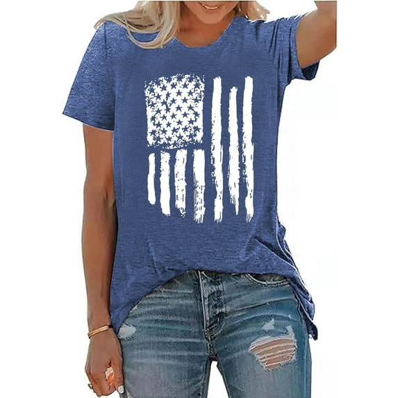 XCHQRTI Vintage 4th of July Women T-Shirt We The People 1776 Patriotic Graphic Tees Short Sleeve Casual Tshirt