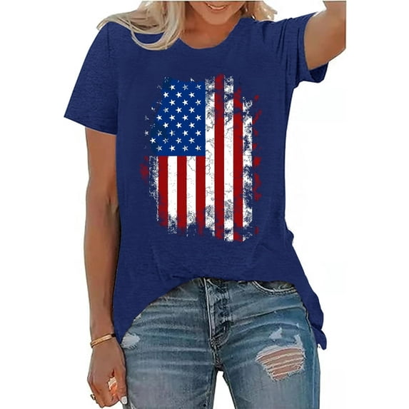 XCHQRTI Vintage 4th of July Women T-Shirt We The People 1776 Patriotic Graphic Tees Short Sleeve Casual Tshirt