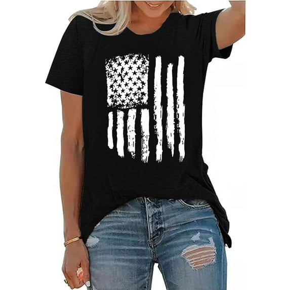XCHQRTI Vintage 4th of July Women T-Shirt We The People 1776 Patriotic Graphic Tees Short Sleeve Casual Tshirt