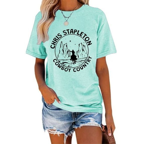 XCHQRTI Western Shirts Women Graphic Tees Casual Cowboy Rodeo Tshirts Desert Cactus Vintage Short Sleeve Tee Tops
