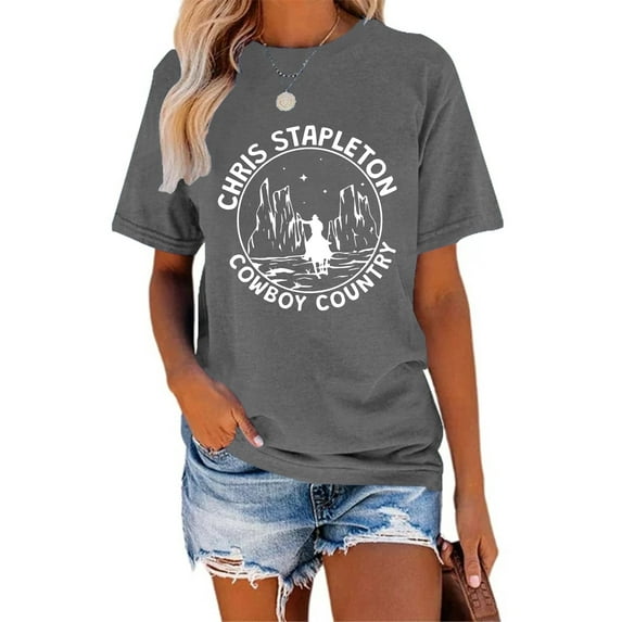 XCHQRTI Western Shirts Women Graphic Tees Casual Cowboy Rodeo Tshirts Desert Cactus Vintage Short Sleeve Tee Tops