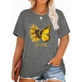 thumbnail image 1 of XCHQRTI Women Butterfly Daisy Tshirt Plus Size Shirts Casual Summer Tee, 1 of 9