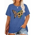 thumbnail image 1 of XCHQRTI Women Butterfly Daisy Tshirt Plus Size Shirts Casual Summer Tee, 1 of 7