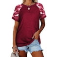 thumbnail image 1 of XCHQRTI Women Camouflage Splicing Tshirt Casual Loose Short Sleeves Tee Tops, 1 of 4