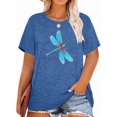 thumbnail image 1 of XCHQRTI Women Dragonfly Tshirt Plus Size Short Sleeves Graphic Casual Loose Tee Tops, 1 of 6