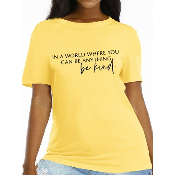 XCHQRTI Women Graphic T-Shirts Be Kind Short Sleeve Letter Ladies Tops