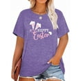 thumbnail image 1 of XCHQRTI Women Happy Easter Shirts Short Sleeves Plus Size T shirt Tops, 1 of 9