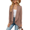 thumbnail image 1 of XCHQRTI Women Lapel Solid Color Cardigan Knitting Sweatshirt Open Front Shirt Loose Fit Long Sleeves Trendy Tops, 1 of 8