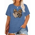 thumbnail image 1 of XCHQRTI Women Leopard Heart T-Shirt Plus Size Short Sleeve Graphic Shirt Valentine's Day Top, 1 of 7