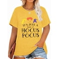 thumbnail image 1 of XCHQRTI Women Plus Size Hocus Pocus Shirt Graphic Halloween Casual Letter T-Shirt Short Sleeve Quote Funny Saying Top Tees, 1 of 7