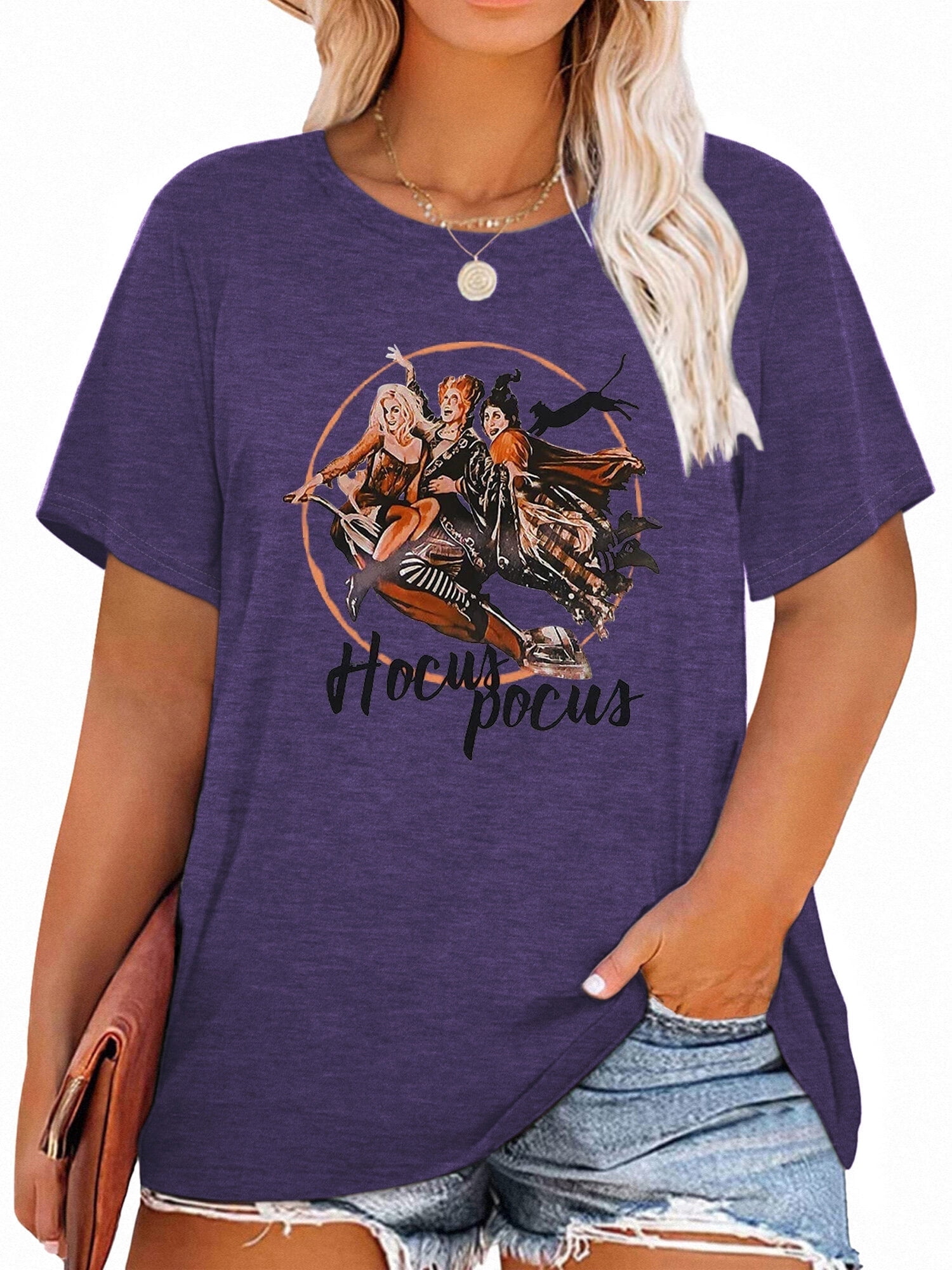 Plus Size Hocus Pocus Bleached T-Shirt - Sanderson Sisters Halloween Graphic Tee For Women (XXL Plus) - View #7