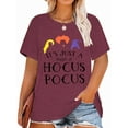 thumbnail image 1 of XCHQRTI Women Plus Size Hocus Pocus Shirt Graphic Halloween Casual Letter T-Shirt Short Sleeve Quote Funny Saying Top Tees, 1 of 7