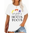 thumbnail image 1 of XCHQRTI Women Plus Size Hocus Pocus Shirt Graphic Halloween Casual Letter T-Shirt Short Sleeve Quote Funny Saying Top Tees, 1 of 7