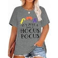 thumbnail image 1 of XCHQRTI Women Plus Size Hocus Pocus Shirt Graphic Halloween Casual Letter T-Shirt Short Sleeve Quote Funny Saying Top Tees, 1 of 7