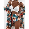 thumbnail image 1 of XCHQRTI Women Sexy Bikini Split Swimsuit Push up Sexy Suspender Cross Bundling Bathingsuit Mesh 3 Piece Printed Swimwear, 1 of 4