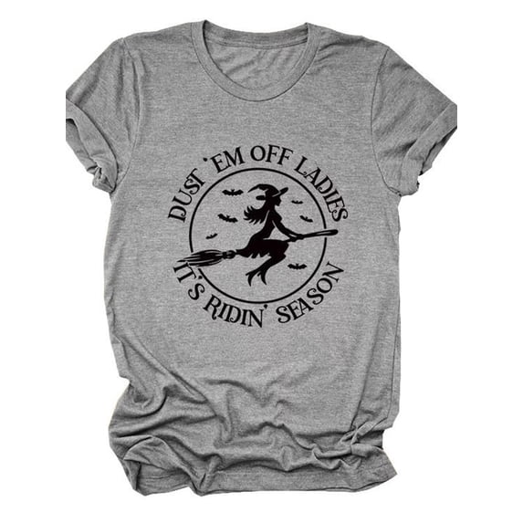 XCHQRTI Women Witch Shirt Halloween Tee Shirts Hocus Pocus Tshirt Ladies Novelty Skull T Shirts