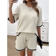 thumbnail image 1 of XCHQRTI Women's 2 Piece Outfits Summer Casual Knit Sweater Short Sets Trendy Pullover Loungewear, 1 of 5