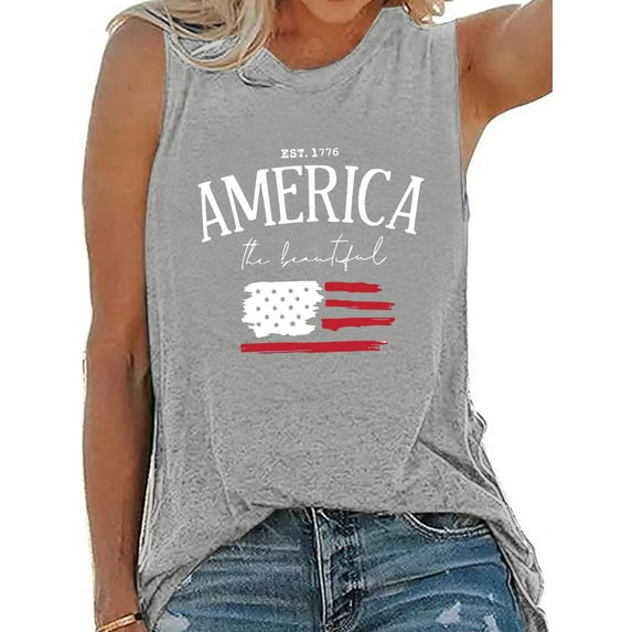 XCHQRTI Women's 4th of July Tank Tops Graphic USA We The People 1776 Shirts Patriotic Sleeveless Tee
