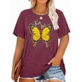 thumbnail image 1 of XCHQRTI Women's Butterfly Plus Shirts Casual Loose Oversized Tshirt Short Sleeve Floral Summer Tee, 1 of 7