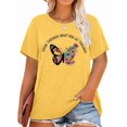 thumbnail image 1 of XCHQRTI Women Butterfly Daisy Tshirt Plus Size Shirts Casual Summer Tee, 1 of 7