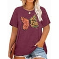 thumbnail image 1 of XCHQRTI Women's Butterfly Plus Shirts Casual Loose Oversized Tshirt Short Sleeve Floral Summer Tee, 1 of 7
