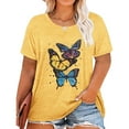thumbnail image 1 of XCHQRTI Women's Butterfly Plus Shirts Casual Loose Oversized Tshirt Short Sleeve Floral Summer Tee, 1 of 6