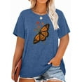 thumbnail image 1 of XCHQRTI Women Butterfly Daisy Tshirt Plus Size Shirts Casual Summer Tee, 1 of 7
