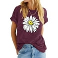 thumbnail image 1 of XCHQRTI Women's Cute Flower Graphic Tshirts Casual Boyfriend Tshirt Summer Short Sleeve Wildflowers Tees, 1 of 5
