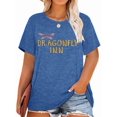 thumbnail image 1 of XCHQRTI Dragonfly Shirt Plus Size Graphic Tshirt for Women Casual Short Sleeve Summer Tees, 1 of 6